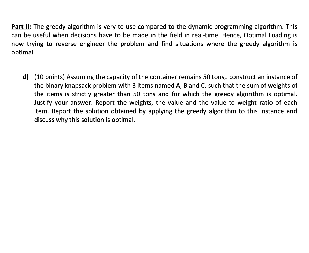 Problem 1: Packing (35 pts) Optimal Loading, a | Chegg.com