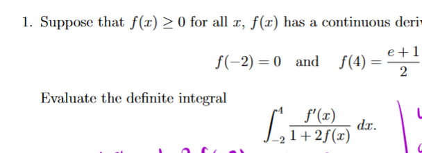 Solved 1. Suppose that f(x)≥0 for all x,f(x) has a | Chegg.com