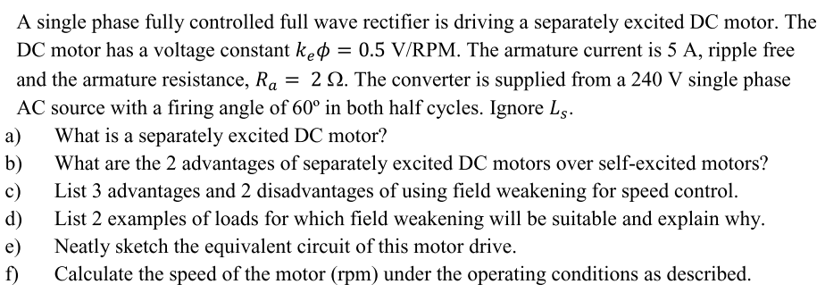 Solved A single phase fully controlled full wave rectifier | Chegg.com