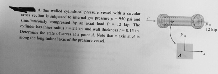 Solved A thin-walled cylindrical pressure vessel with a | Chegg.com