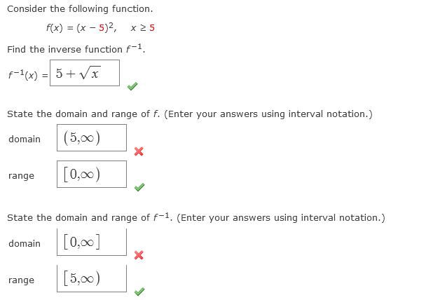 Solved Consider The Following Function F X X−5 2 X≥5 Find