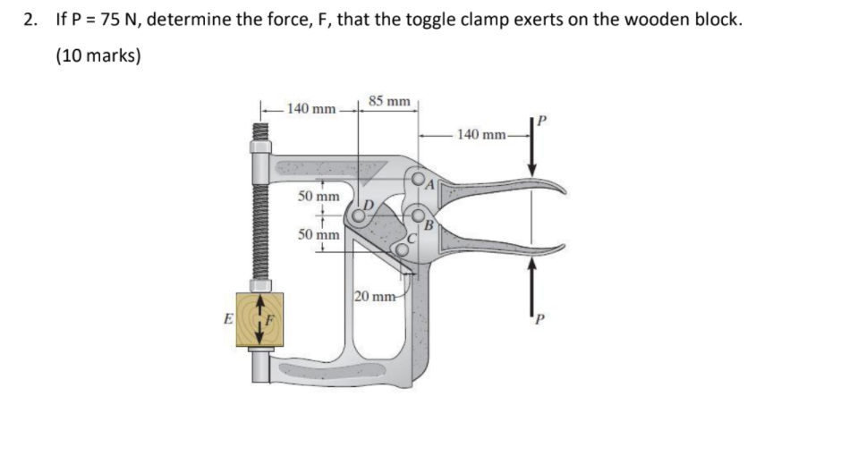 Solved 2. If P = 75 N, determine the force, F, that the