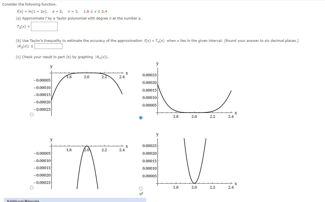 Solved Consider the following function. f(x) = In(1 + 2x), a | Chegg.com