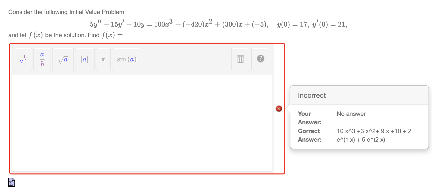 Solved Consider the following Initial Value Problem | Chegg.com