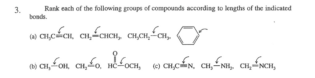 Solved 3. Rank each of the following groups of compounds | Chegg.com