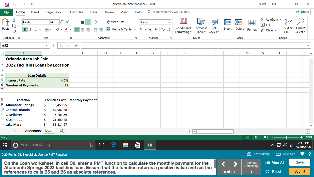 - s-d e02h3jobfairattendance-excel sims x file home insert page layout formulas data review view help tell me what you want t