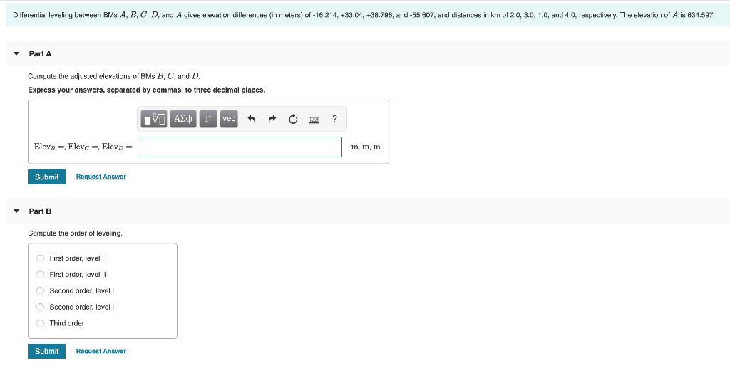 Solved Differential Leveling Between BMs A, B, C, D, And A | Chegg.com