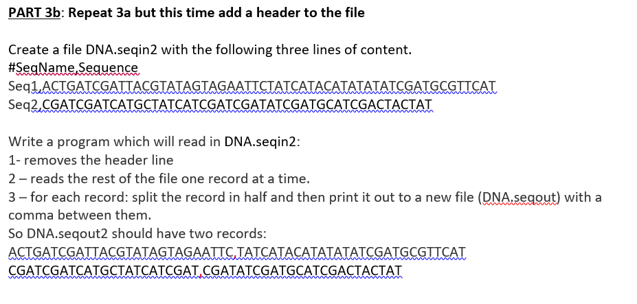 PART 3b: Repeat 3a but this time add a header to the | Chegg.com