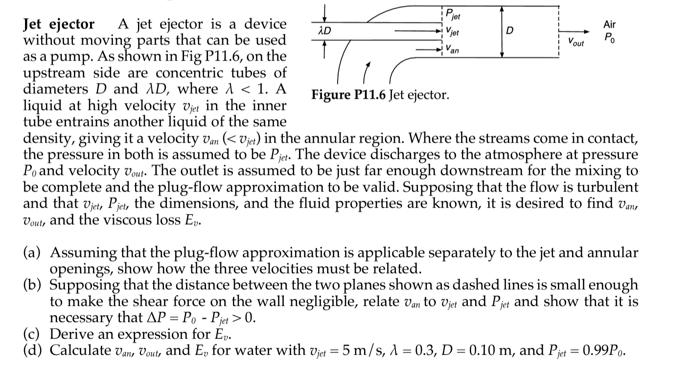 Solved Jet ejector A jet ejector is a device without moving
