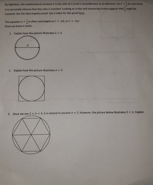 the constant ratio between circumference of circle with diameter is