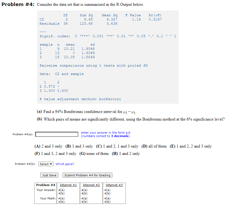 Problem #4: Consider The Data Set That Is Summarized | Chegg.com