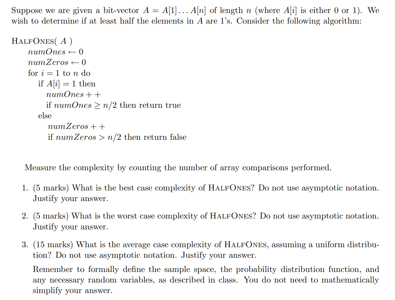 Solved Suppose we are given a bit-vector A = A[1]... A[n] of | Chegg.com