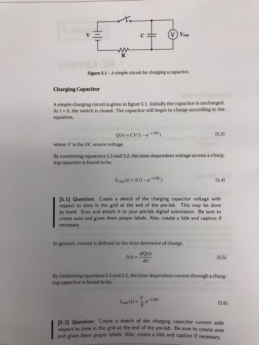Solved Flgure 5.1-A simple circuit for charging a capacitor Circuit Diagram