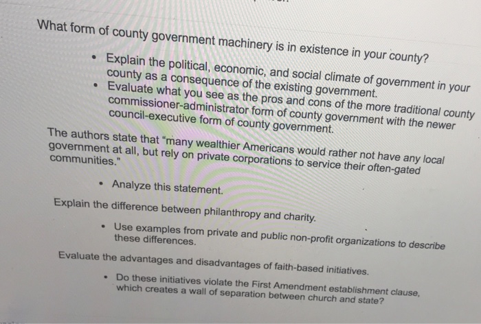 Solved What Form Of County Government Machinery Is In Chegg