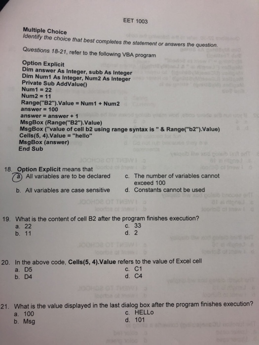 Solved EET 1003 Multiple Choice identify the choice that | Chegg.com