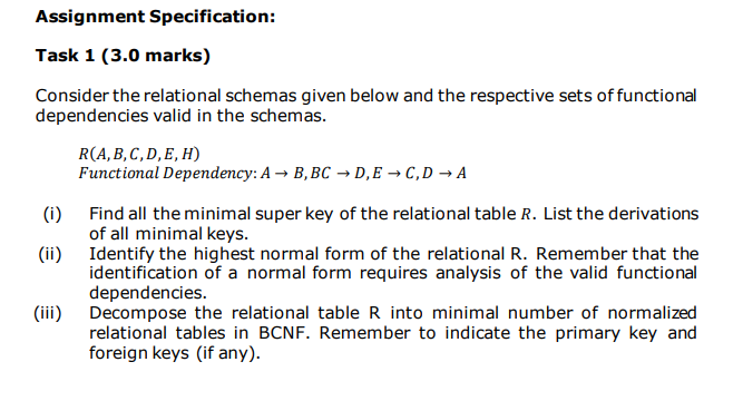 Solved Assignment Specification: Task 1 (3.0 marks) Consider | Chegg.com