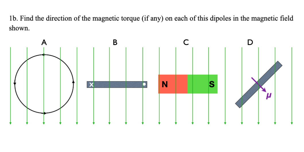 Solved 1b. Find the direction of the magnetic torque (if | Chegg.com