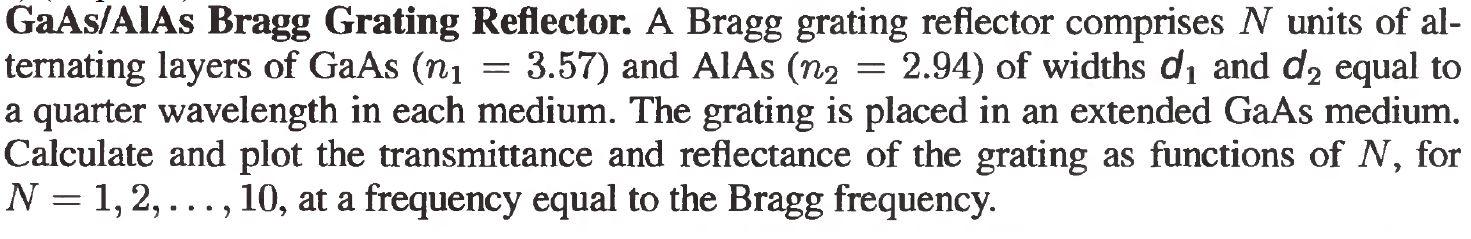 GaAs/AIAs Bragg Grating Reflector. A Bragg grating | Chegg.com