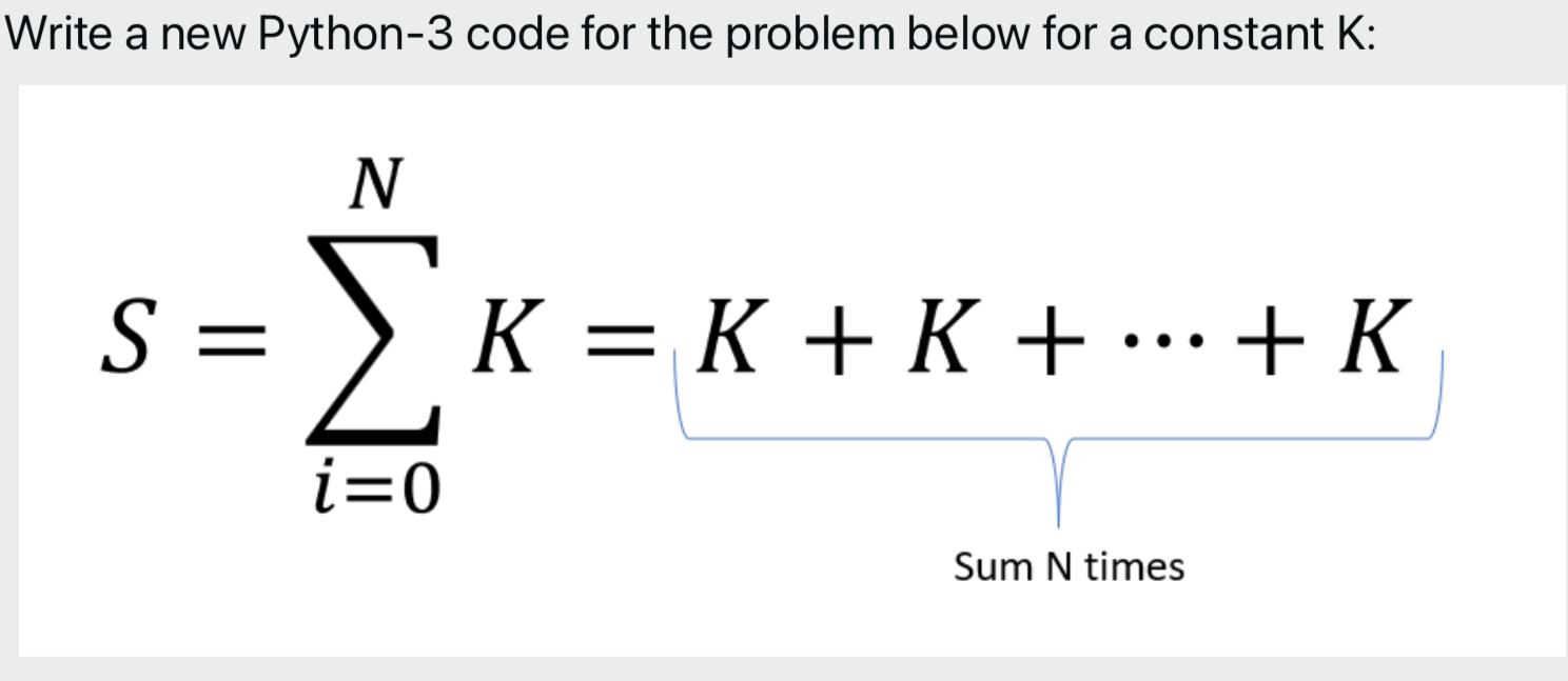 Solved Write a new Python-3 code for the problem below for a | Chegg.com