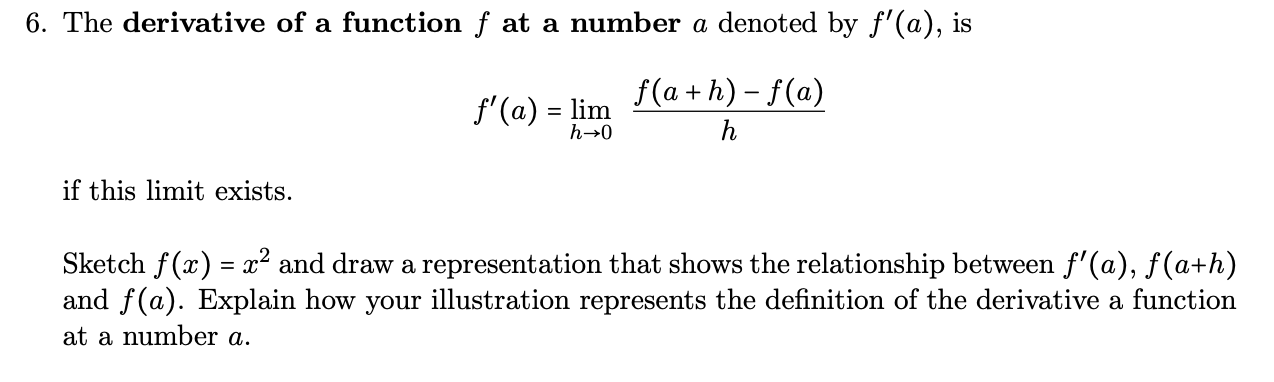 Solved: 6. The Derivative Of A Function F At A Number A De... | Chegg.com
