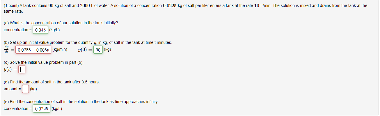 Solved (1 point) Water leaks from a vertical cylindrical | Chegg.com