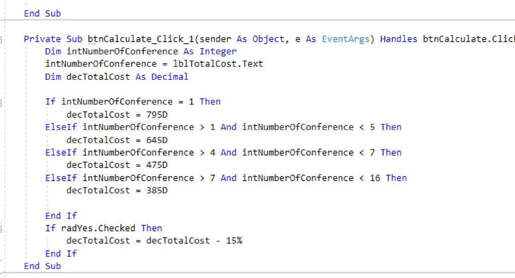 Visual Basic App Developer's Conference Registration | Chegg.com
