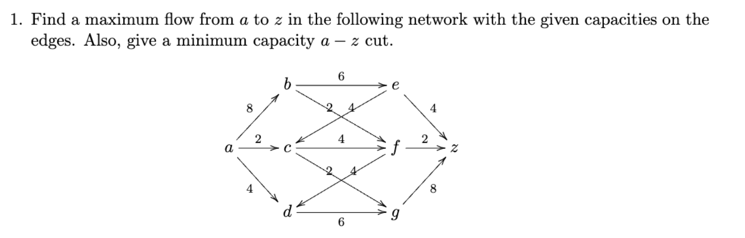 Solved 1. Find A Maximum Flow From A To Z In The Following | Chegg.com