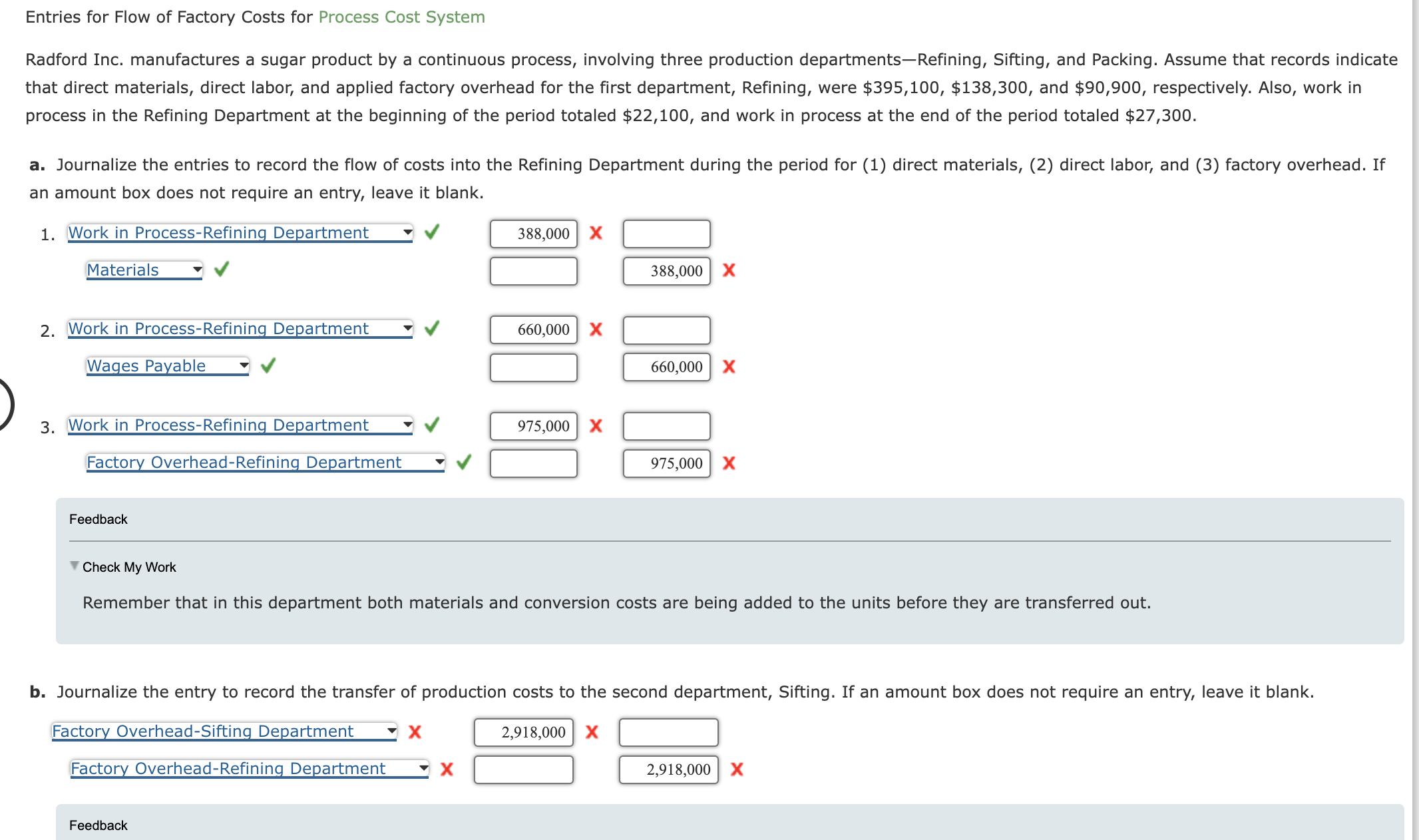 Solved Entries for Flow of Factory Costs for Process Cost | Chegg.com