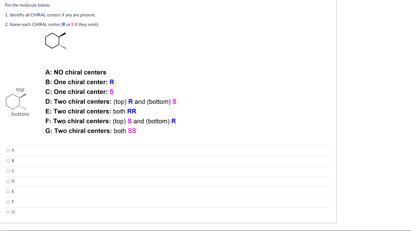 Solved For The Molecule Below: 1. Identify All CHIRAL | Chegg.com