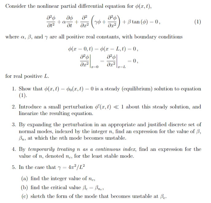 Consider the nonlinear partial differential equation | Chegg.com