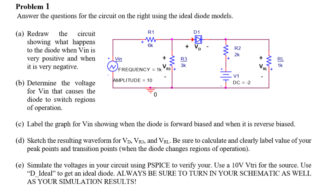 Solved Problem 1 Answer the questions for the circuit on the | Chegg.com