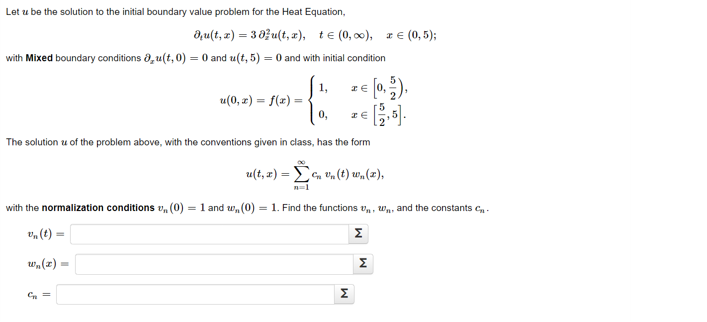 Solved Let u be the solution to the initial boundary value