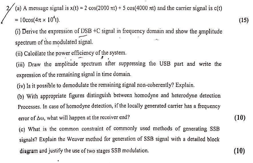 Solved (a) A Message Signal Is | Chegg.com