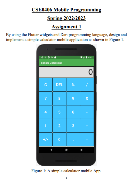 Solved CSE0406 Mobile Programming Spring 2022/2023 | Chegg.com