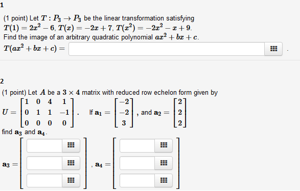 Solved (1 point) Let T : B B be the linear transformation | Chegg.com