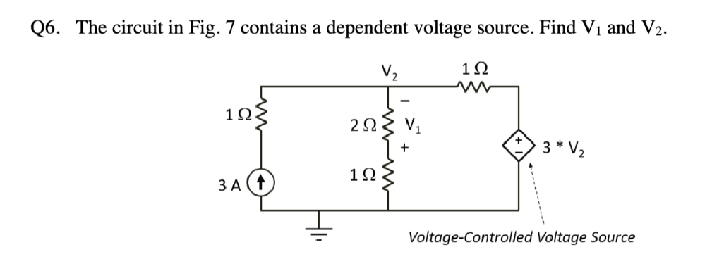 Solved Q6. The circuit in Fig. 7 contains a dependent | Chegg.com