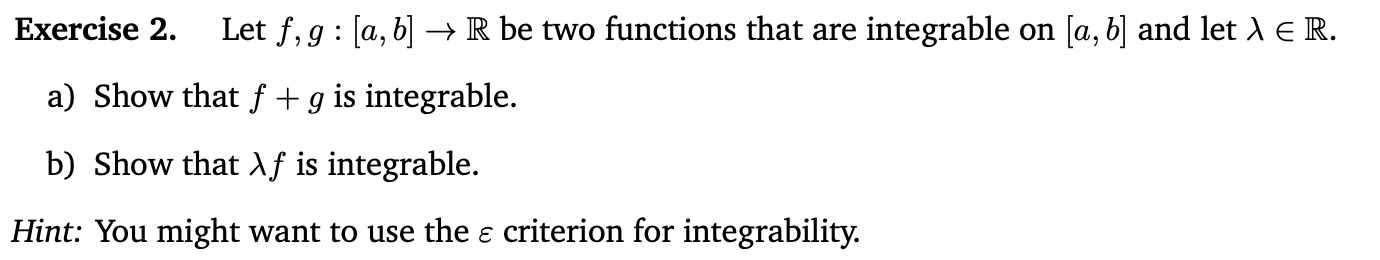 Solved Exercise 2. Let F,g:[a,b]→R Be Two Functions That Are | Chegg.com