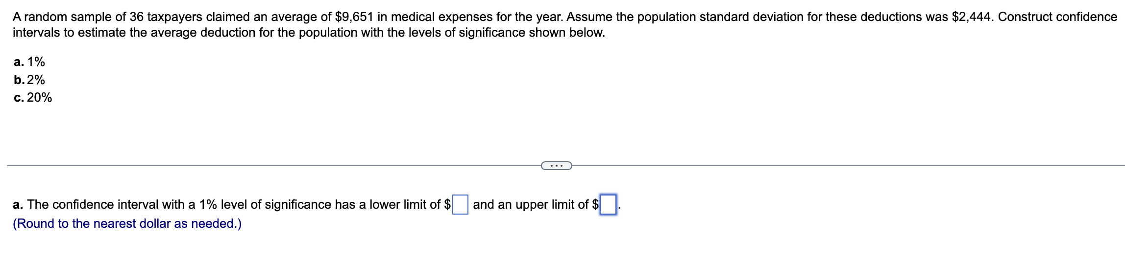 Solved A random sample of 36 taxpayers claimed an average of