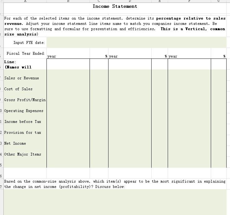 Solved B Income Statement For each of the selected items on | Chegg.com
