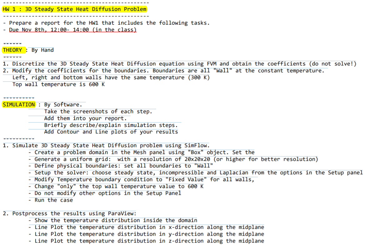 Solved HW 1 : 3D Steady State Heat Diffusion Problem Prepare | Chegg.com