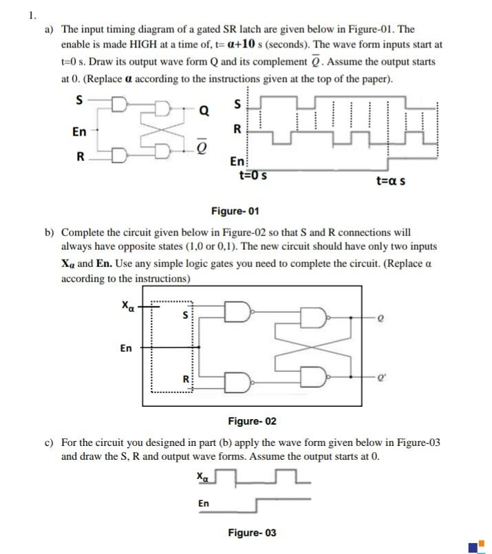 Solved 1. a) The input timing diagram of a gated SR latch | Chegg.com