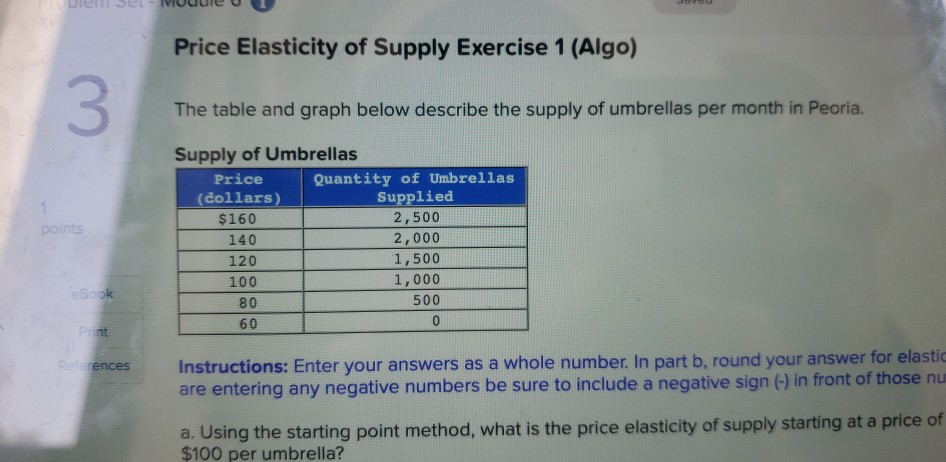 Solved Price Elasticity Of Supply Exercise 1 (Algo) The | Chegg.com