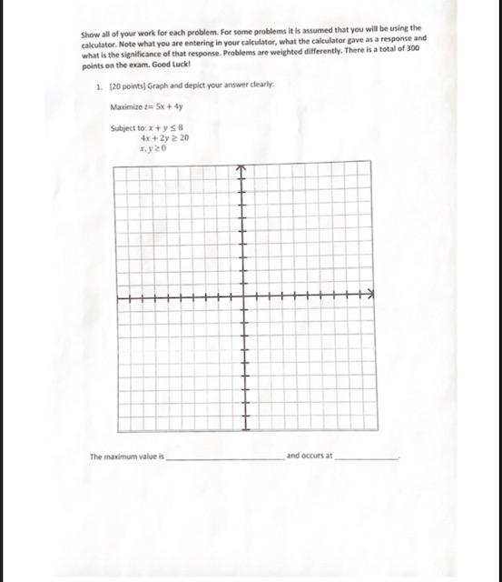 Solved Show all of your work for each problem. For some | Chegg.com