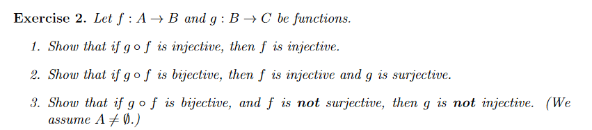 Solved Exercise 2. Let F: A + B And G:B + C Be Functions. 1. | Chegg.com