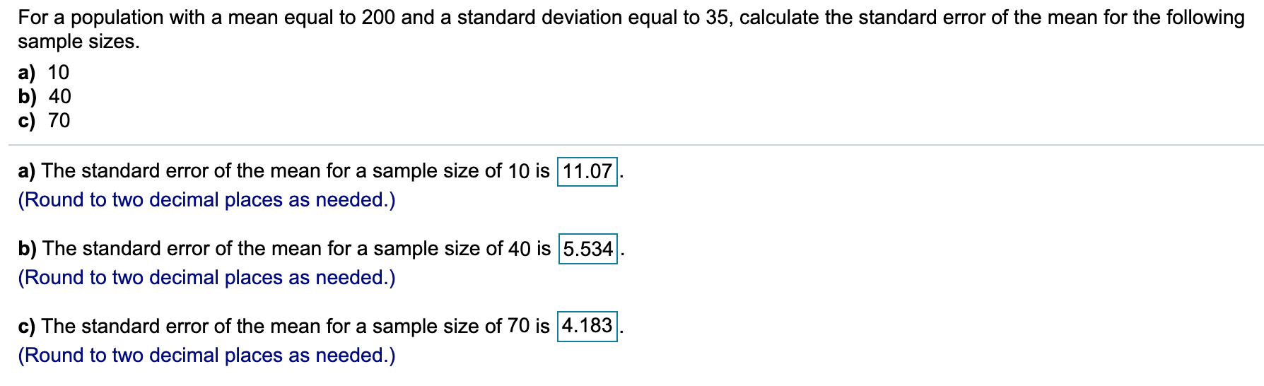 how do you calculate standard error of the mean