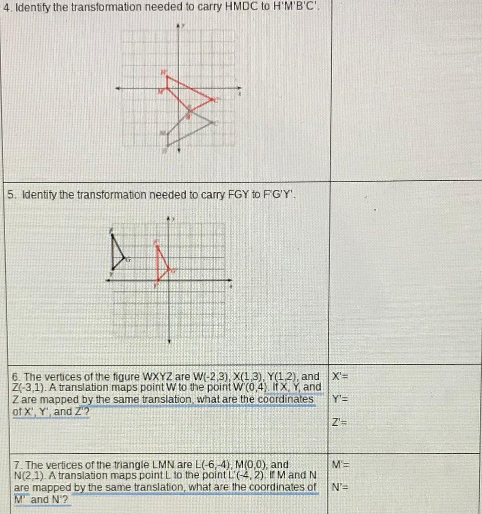 Solved 4 Identify The Transformation Needed To Carry Hmd Chegg Com