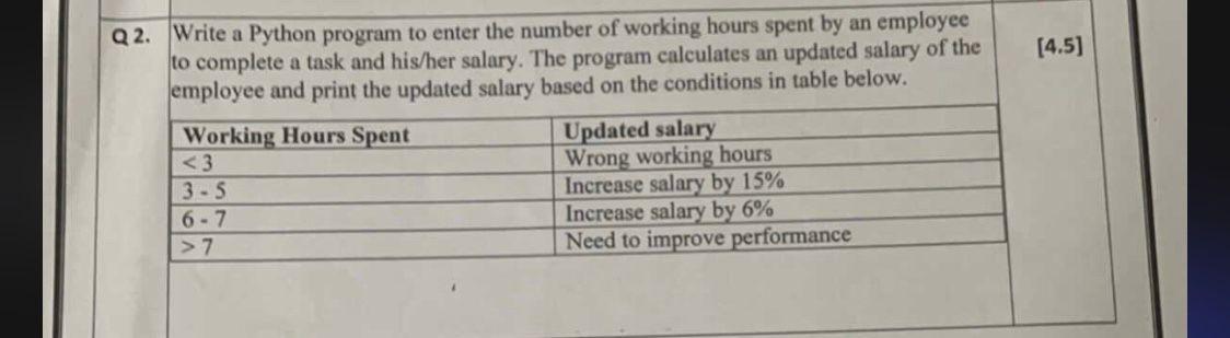 Solved Write a Python program to enter the number of working | Chegg.com