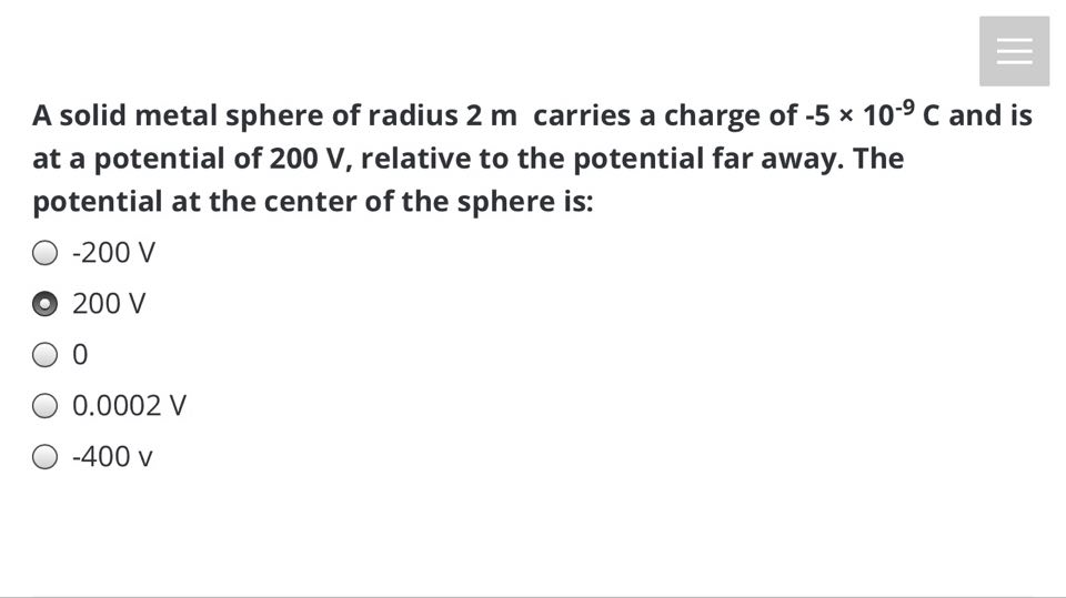 Solved A solid metal sphere of radius 2 m carries a charge | Chegg.com
