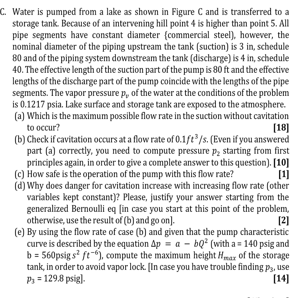 C. Water is pumped from a lake as shown in Figure C | Chegg.com
