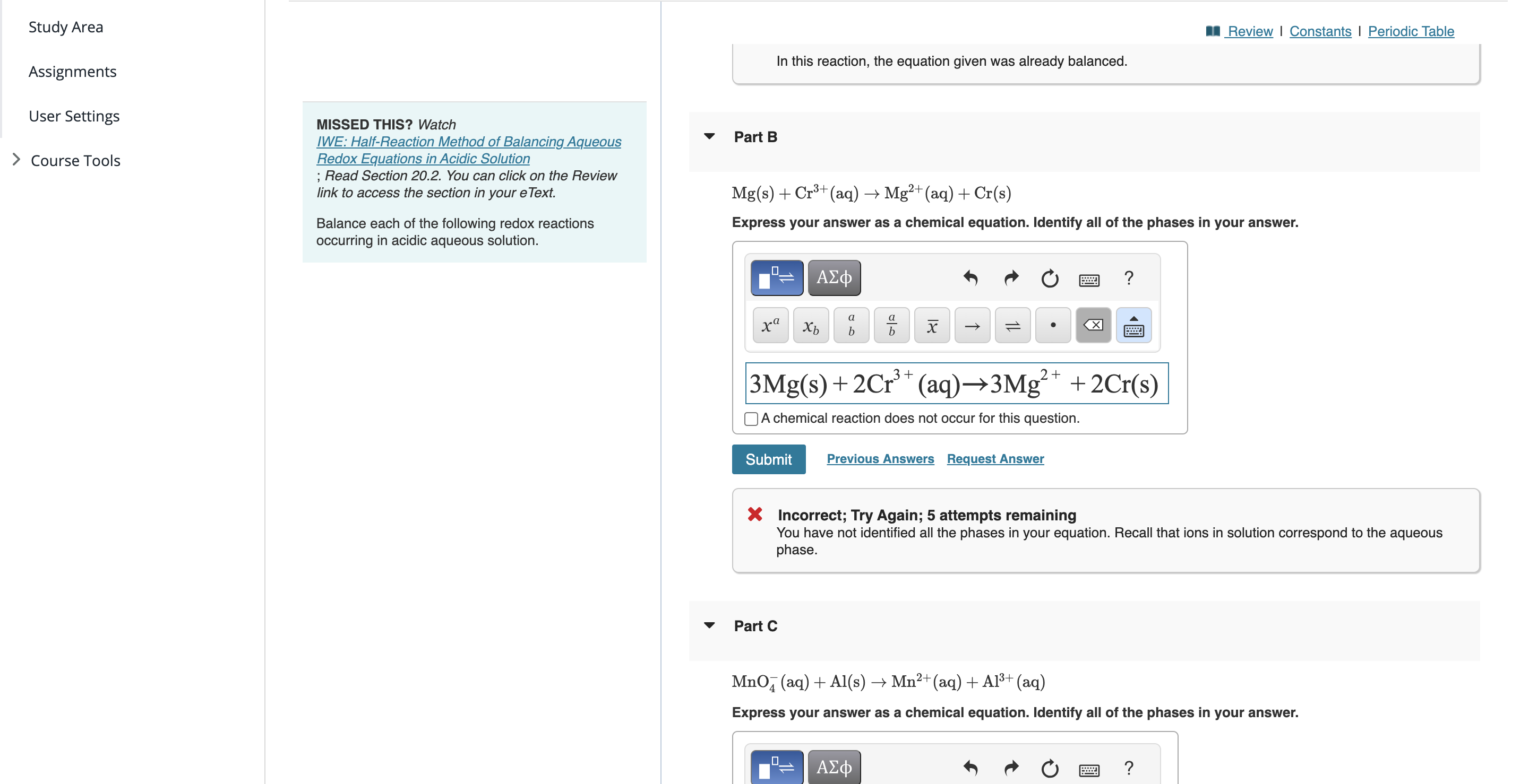 Solved Study Area Review I Constants I Periodic Table | Chegg.com